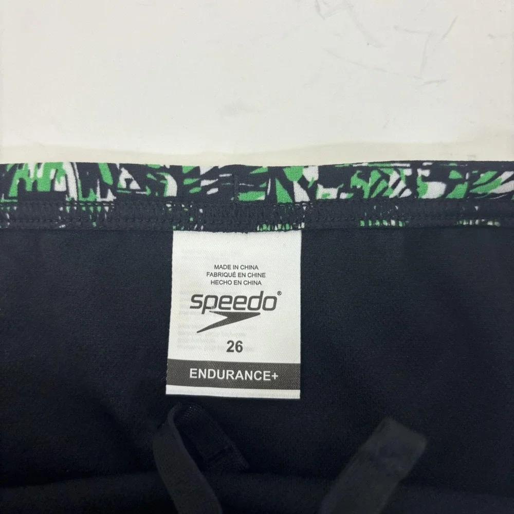 NWT Speedo Endurance+‎ Swim Brief Bottom Boys 26 / 10 Green Black Swim Suit